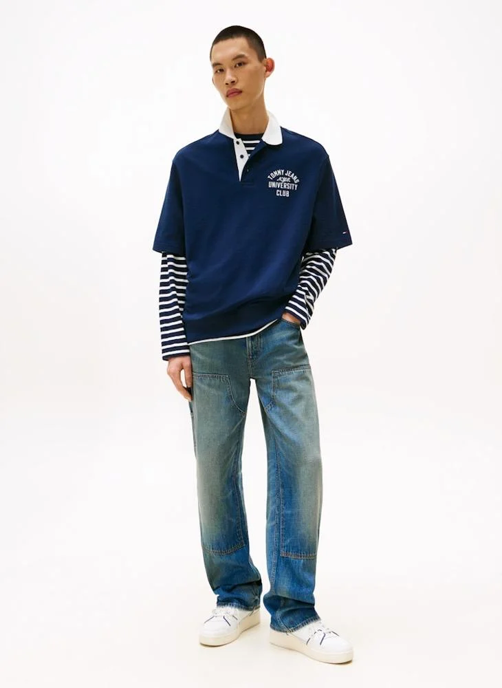 Tommy Jeans Blue Cotton Short Sleeve Polo for Men | Best Price UAE