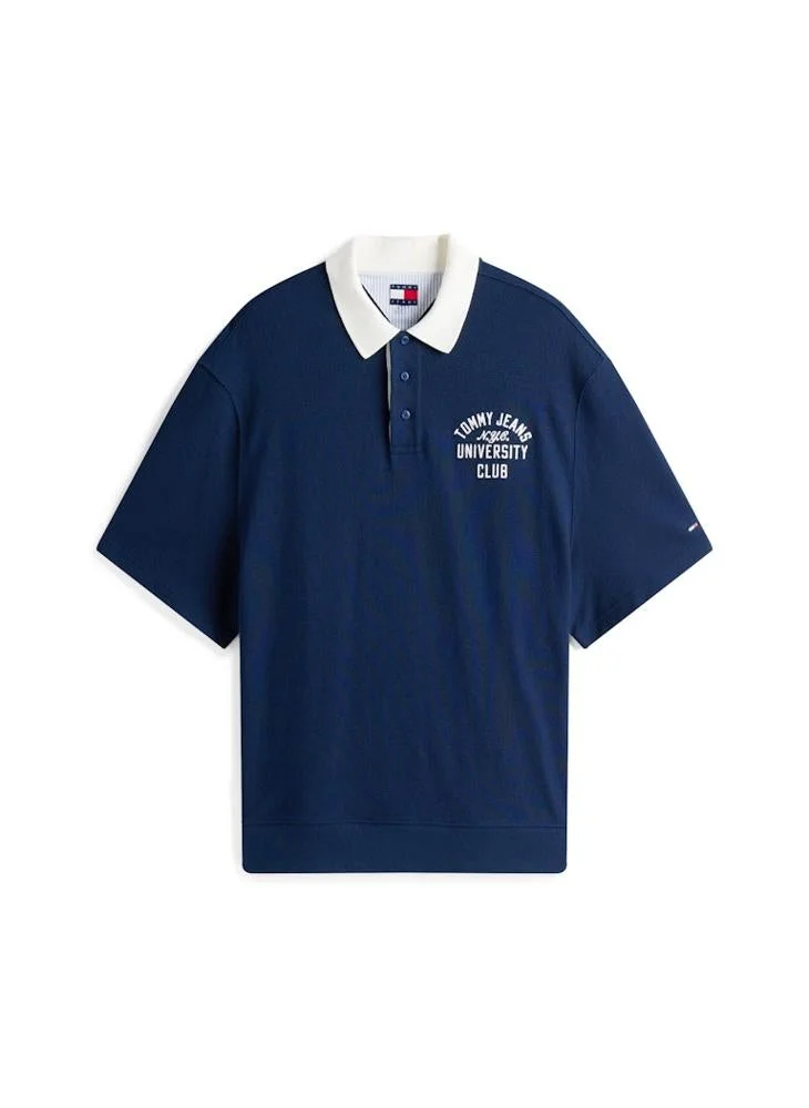 Tommy Jeans Blue Cotton Short Sleeve Polo for Men | Best Price UAE