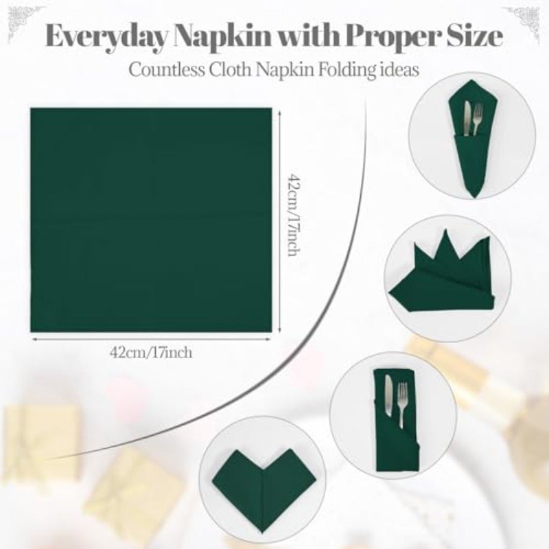PLOYMONO Hunter Green Cloth Napkins - 8 Pack 17" x 17" Polyester Napkins Heavy Duty 180 GSM Cloth Napkins with Hemmed Edges - Great for Restaurants Weddings Parties Banquets Dinner - Image 5