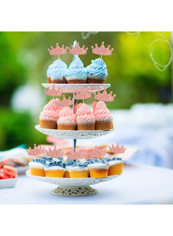 Ephlyn 24Pcs Crown Cupcake Toppers Glitter Queen Crown Cupcake Picks for Queen Princess Theme Baby Shower Girls Wedding Birthday Party Cake Decorations Supplies Rose Gold - Image 5