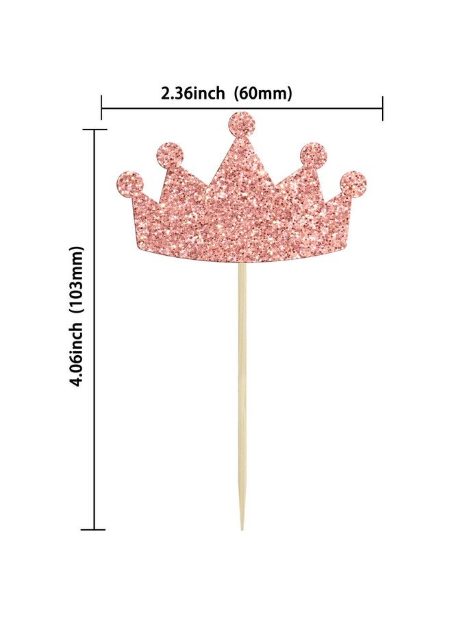 Ephlyn 24Pcs Crown Cupcake Toppers Glitter Queen Crown Cupcake Picks for Queen Princess Theme Baby Shower Girls Wedding Birthday Party Cake Decorations Supplies Rose Gold - Image 2