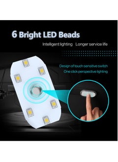 KASTWAVE Car LED Lights, Interior Portable Small Incar LED Touch Lights with 6 Bright LED Lamp Beads, USB Rechargeable Lighting Light Car Emergency Light (Blue Light)  - Image 3