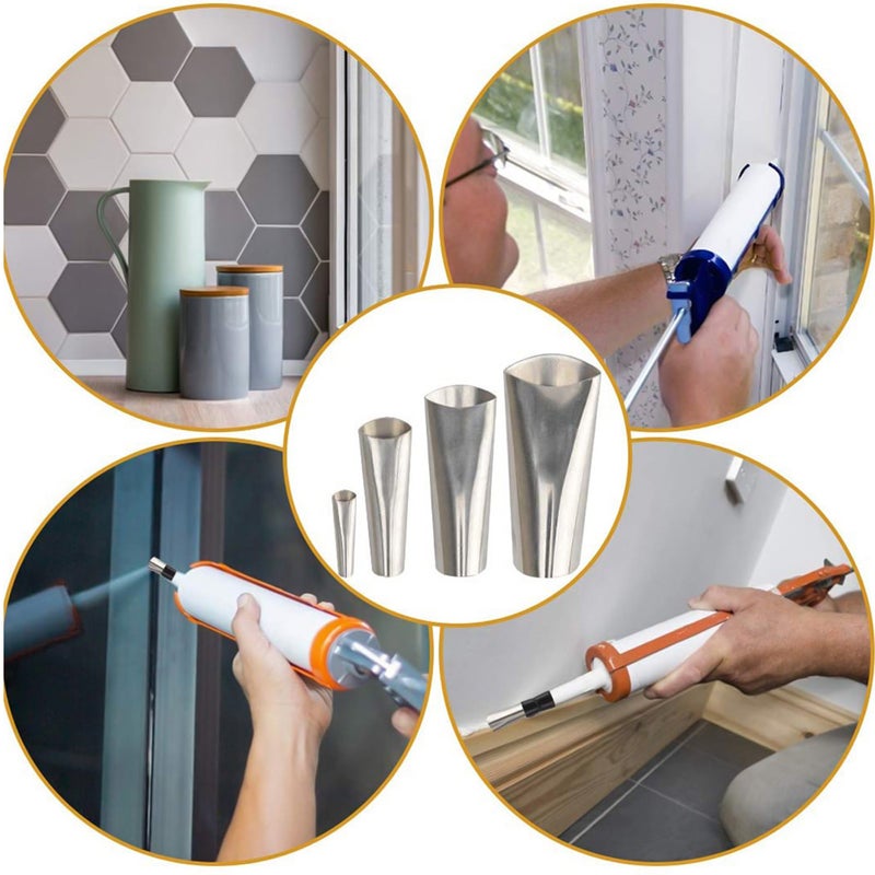 17Pcs Caulking Nozzle Kit Stainless Steel Scraper Trimmer Window Sealant - Image 3