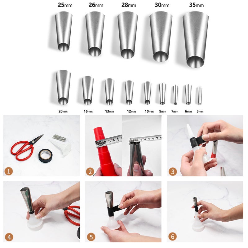 17Pcs Caulking Nozzle Kit Stainless Steel Scraper Trimmer Window Sealant - Image 5