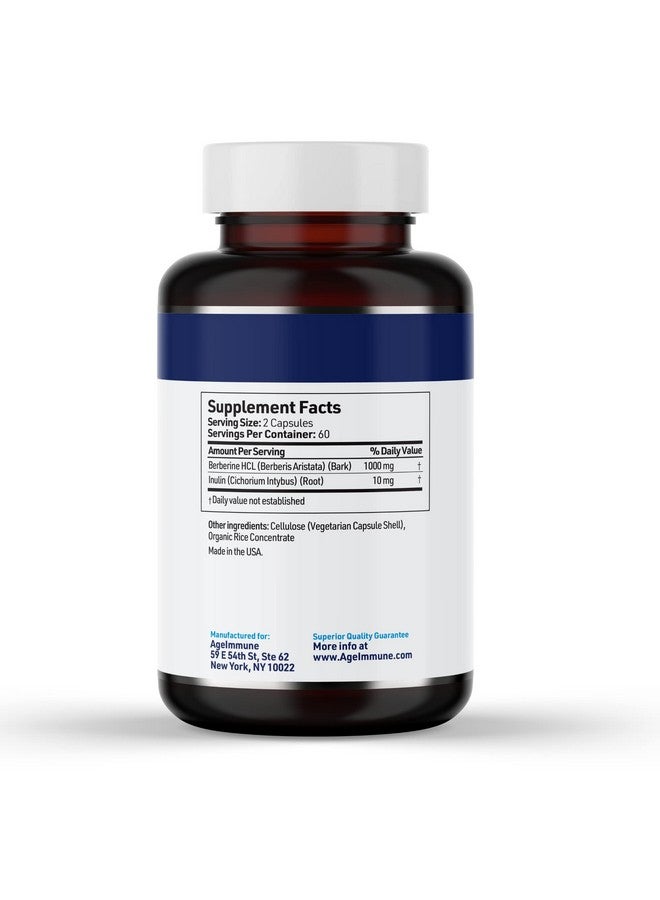 AgeImmune AgeImmune Berberine 1000mg Supplement Complex with Inulin Prebiotic - Each Capsule Contains Berberine 500mg - Doctor Formulated Supplements for High Absorption. - Image 2