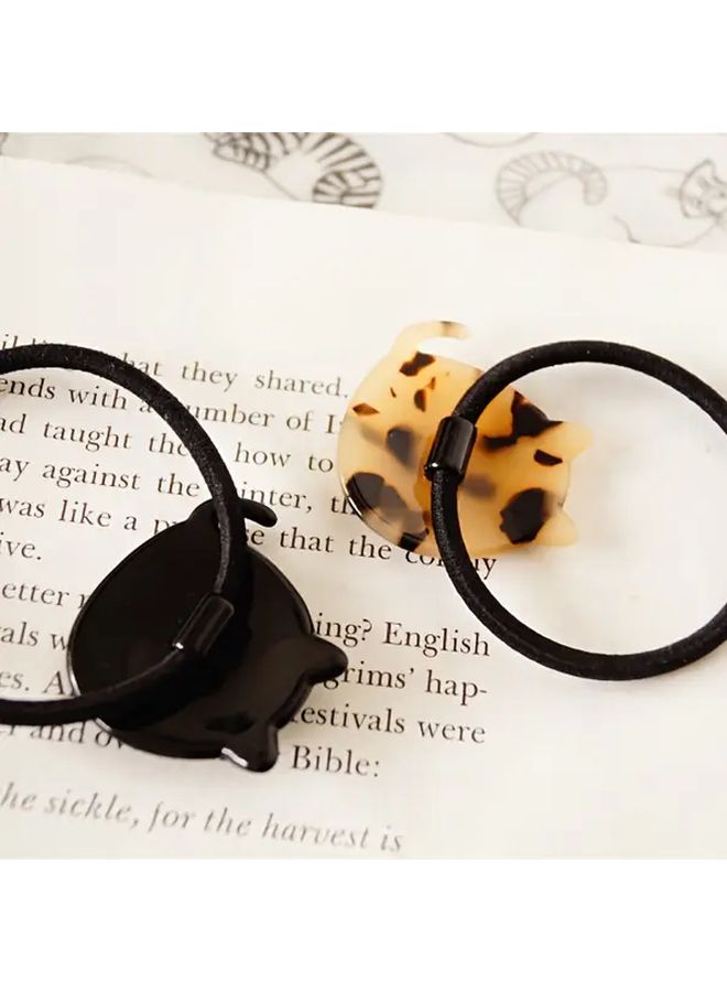Brown 2pcs Cat Hair Ties Elastic Bands for Women Cute Kitten Design - Image 5