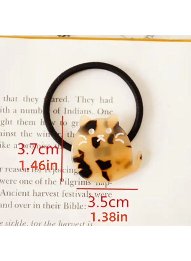 Brown 2pcs Cat Hair Ties Elastic Bands for Women Cute Kitten Design - Image 4