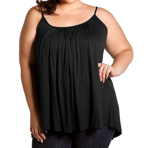 7th Element Plus Size Tank Tops for Womens Camisoles Cami Loose Fit Sleeveless Summer Dressy Shirts Blouse 2025 Summer(Black,3X) - Image 3
