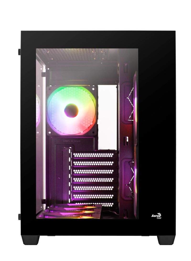 AeroCool Aerocool P500C ARGB Black Mid Tower ATX Case with Tempered Glass and 3 ARGB Fans – ACCM-ES01163.11  - Image 2
