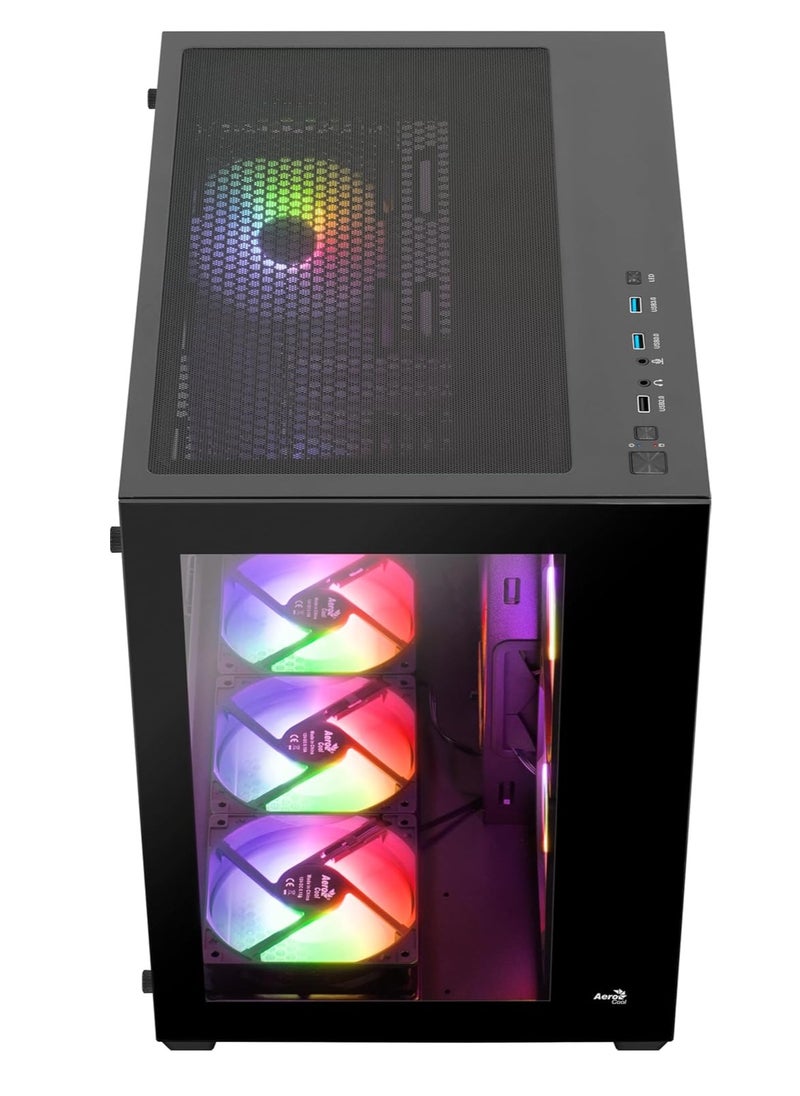 AeroCool Aerocool P500C ARGB Black Mid Tower ATX Case with Tempered Glass and 3 ARGB Fans – ACCM-ES01163.11  - Image 3