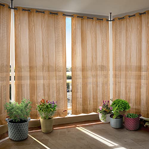 HIPPO Outdoor Balcony Sun, UV & Dust Protection Curtain HDPE Light Filtering 150 GSM Eyelet/Grommet Curtains for Home, Garden, Patio, Varanda, Hotel (Beige-Brown, 3FTX9FT, 2 PC) - Image 1