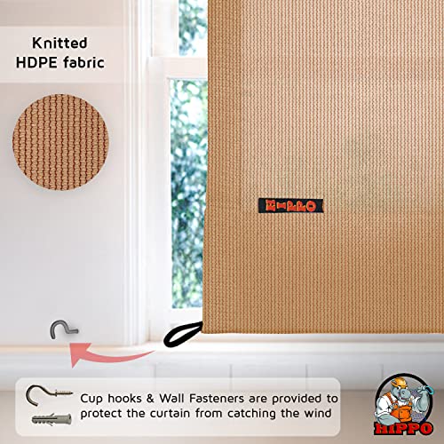 HIPPO Outdoor Balcony Sun, UV & Dust Protection Curtain HDPE Light Filtering 150 GSM Eyelet/Grommet Curtains for Home, Garden, Patio, Varanda, Hotel (Beige-Brown, 3FTX9FT, 2 PC) - Image 5