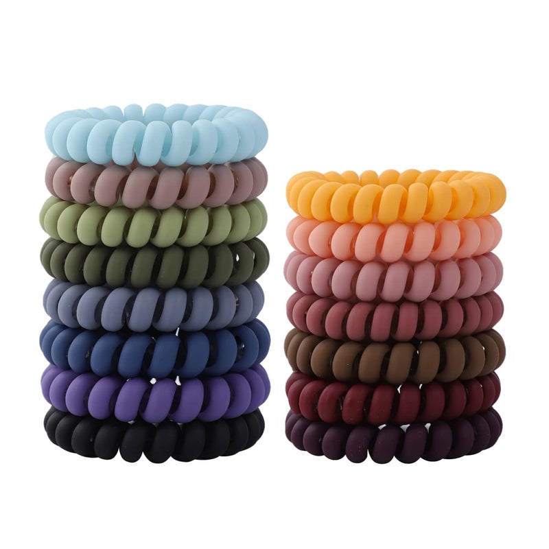 15 Pcs Spiral Hair Ties No Crease Coil Hair Ties for Women  Large Size Matte Color Phone Cord Hair Accessories for Curly Hair Thick Hair 22 inches