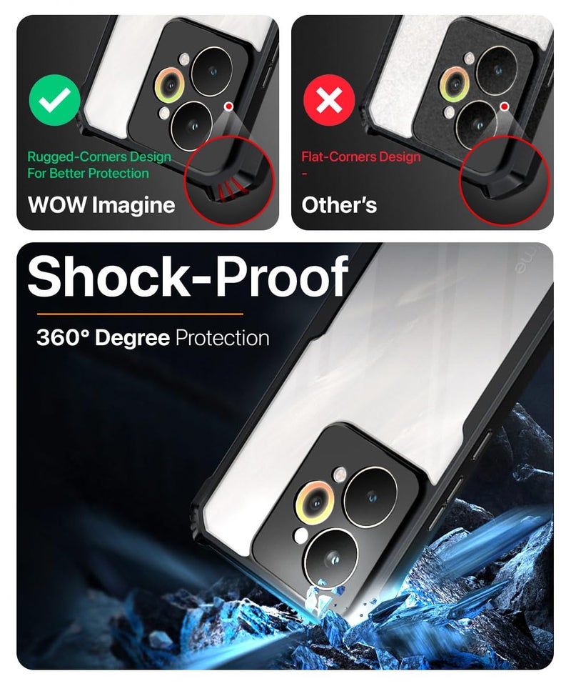 WOW IMAGINE Shock Proof Clear Protective Back Case for Realme 15 Pro 5G - AirEDGE Technology | 360 Degree Camera Protection | Transparent Hybrid Back Case Mobile Cover - Black - Image 3