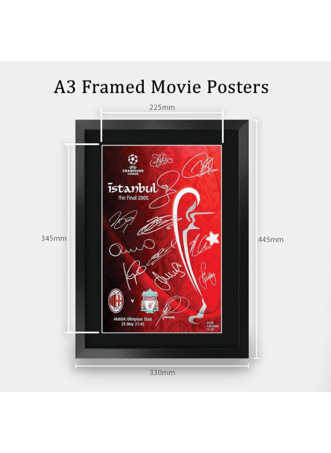 HWC Trading HWC Trading Liverpool 2005 Champions League Final Programme Poster The Team Signed 16 x 12 inch Framed Gift Printed Autograph Football Print Photo Picture Display - 16" x 12" Framed  - Image 2
