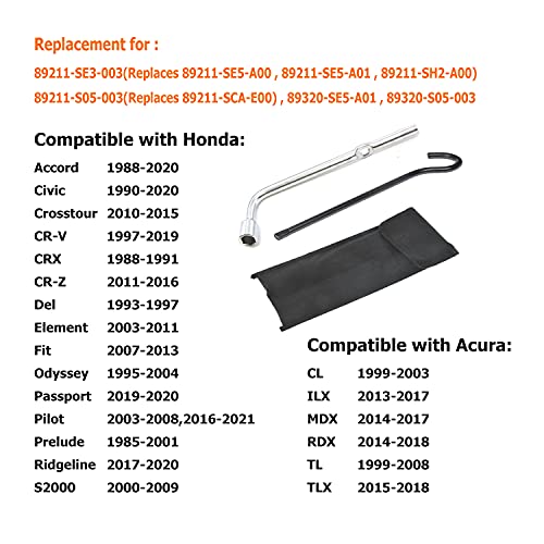 Dr.Roc طقم أدوات الإطار الاحتياطي من Dr.Roc مع مقبض رافعة الإطار ومفتاح صمولة العجلات - طقم الإطار الاحتياطي متوافق مع هوندا أكورد وسيفيك وCR-V وإيليمنت وأوديسي وبايلوت وأكورا ILX وRDX وTLX - Image 2