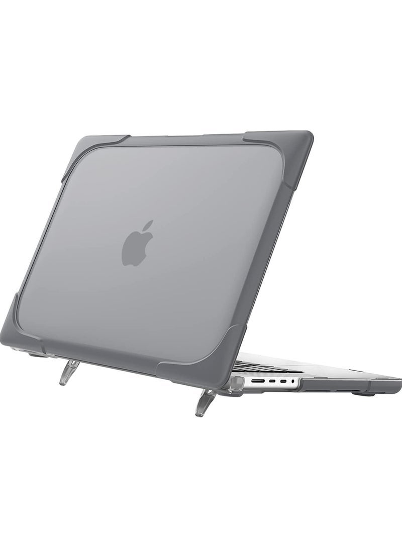 Captaintech MacBook Pro 16 Case (2021-2023 M1 Pro/M1 Max/M2 Models) – Heavy Duty Dual-Layer Protective Cover with Built-in Kickstand & Touch ID Compatibility