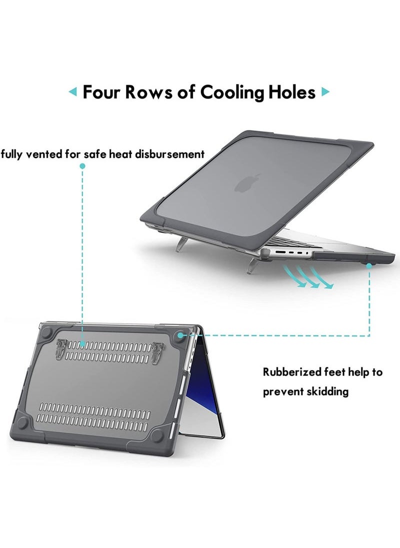 Captaintech MacBook Pro 16 Case (2021-2023 M1 Pro/M1 Max/M2 Models) – Heavy Duty Dual-Layer Protective Cover with Built-in Kickstand & Touch ID Compatibility  - Image 3