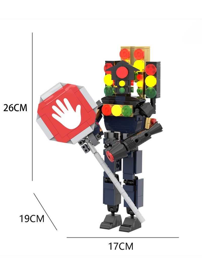 Loquat Children's Self-assembly Small Particle Toy Building Blocks Titan Traffic Light Man Model Hand - Image 2