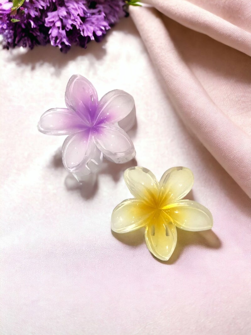 jack Yellow White Lotus Flower Shiny Acrylic Women Latch Buckle  - Image 5