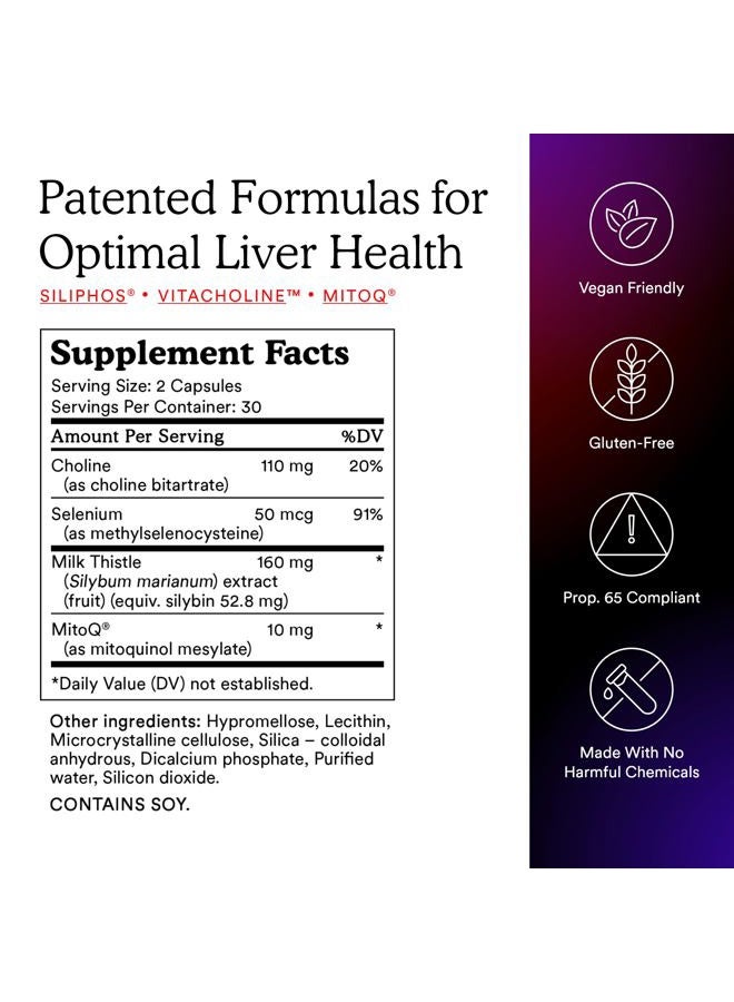 MitoQ +Liver Premium CoQ10 Antioxidant - Contains Mitoquinol Mesylate, Choline, Milk Thistle, Selenium - Supports Metabolism, Liver Health, Body's Natural Detoxification & Cell Vitality (60 Capsules) - Image 5