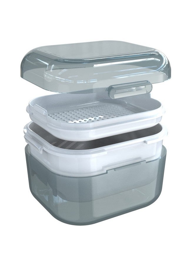 ARGOMAX Denture Case, Denture Cup for Soaking Dentures(Not Leak-Proof), Thorough Cleaning of Dentures, Retainer, Mouthguards, Clear Braces (Grey). - Image 2