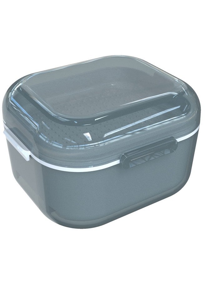 ARGOMAX Denture Case, Denture Cup for Soaking Dentures(Not Leak-Proof), Thorough Cleaning of Dentures, Retainer, Mouthguards, Clear Braces (Grey). - Image 1