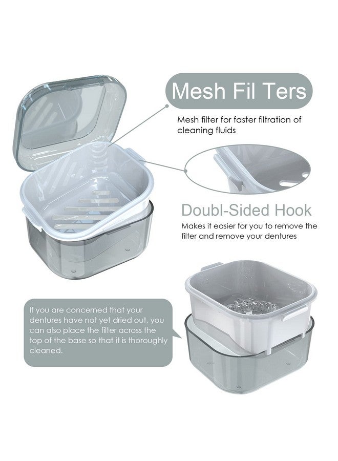 ARGOMAX Denture Case, Denture Cup for Soaking Dentures(Not Leak-Proof), Thorough Cleaning of Dentures, Retainer, Mouthguards, Clear Braces (Grey). - Image 5