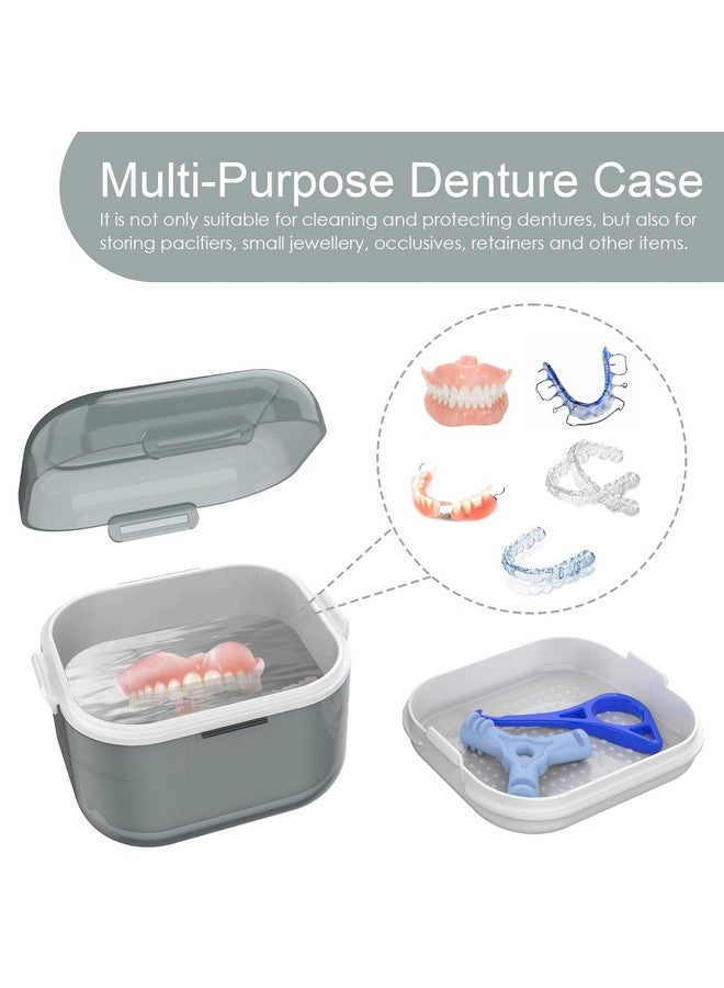 ARGOMAX Denture Case, Denture Cup for Soaking Dentures(Not Leak-Proof), Thorough Cleaning of Dentures, Retainer, Mouthguards, Clear Braces (Grey). - Image 4