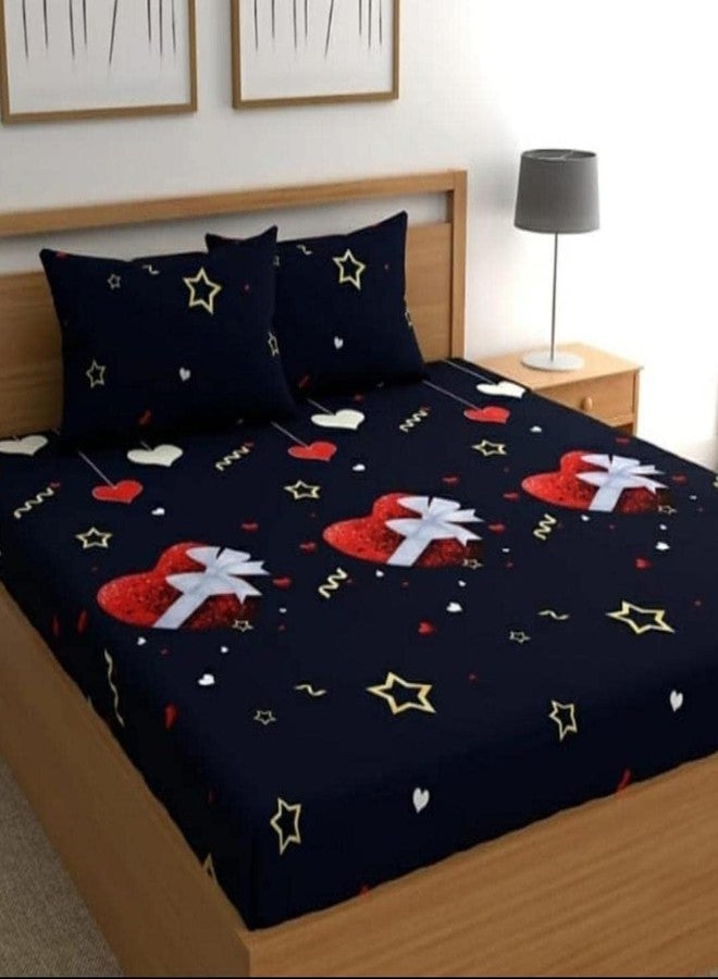 CLIDE+ CLiDE Presents 100% Attractive Polycotton Bedsheet | Double Bedsheet | Queen Size Bedsheet | Double Bed Bedsheet with Two Pillow Covers - 90X90 INCH (Blue) - Image 1