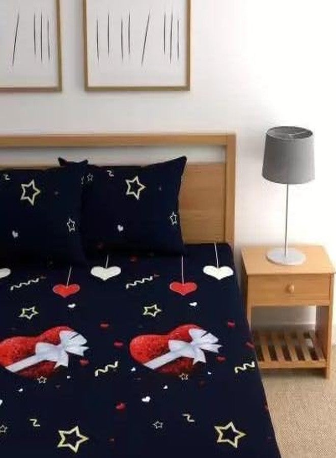 CLIDE+ CLiDE Presents 100% Attractive Polycotton Bedsheet | Double Bedsheet | Queen Size Bedsheet | Double Bed Bedsheet with Two Pillow Covers - 90X90 INCH (Blue) - Image 3