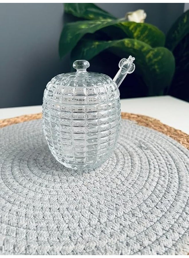 برطمان عسل زجاجي برطمان عسل زجاجي 500 مل + ملعقة زجاجية - Image 3