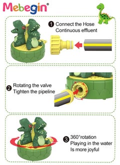 MEBEGIN Dinosaur Shape Water Spray Sprinkler for Kids, Garden Spinning Sprinkler Toys, Fun Rotating Outdoor Water Toy, Outdoor Toys for Summer Water Fun, 360° Wiggle Spray Rotating, No Battery, Fits All Hoses, Easy to Connect and Use  - Image 4