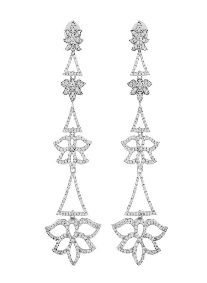 Voylla Sparkling Elegance Glamorous Gleam American Diamond Dangler Earrings For Women Anti Tarnish Long CZ Earrings Party Wedding Everyday Elegant Jewellery Gift - Image 5