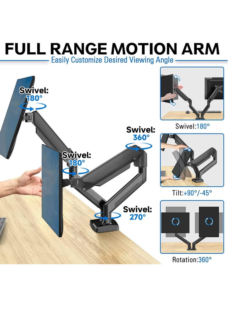 ANYOUI - Dual Monitor Mount Stand, Articulating Gas Spring Monitor Arm, Adjustable Monitor Stand, Monitor Desk Mount with Clamp and Grommet Base - Fits 13 to 32 Inch LCD Computer Monitors - Image 1