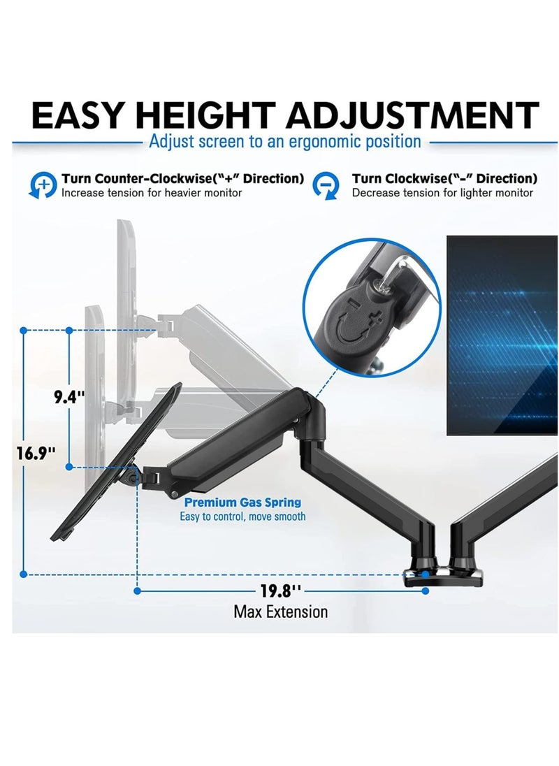 ANYOUI - Dual Monitor Mount Stand, Articulating Gas Spring Monitor Arm, Adjustable Monitor Stand, Monitor Desk Mount with Clamp and Grommet Base - Fits 13 to 32 Inch LCD Computer Monitors - Image 1
