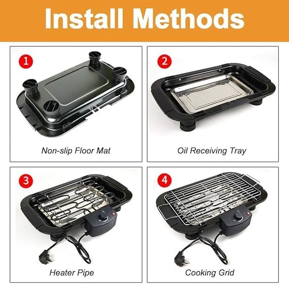 GNOLY مجموعة شواية باربكيو GNOLY مع جهاز تحكم في درجة الحرارة قابل للتعديل شواية باربكيو بدون دخان للاستخدام المنزلي والسفر - Image 2