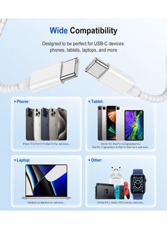 KASTWAVE USB C To USB C Charger Cable, 60W Type C Charger Fast Charging Cord Compatible With Macbook Pro, iPad Pro Air, iPhone 15/15 Plus/15 Pro Max, Galaxy S23+/S23 Ultra, Google Pixel 2/3/4/5/6 (White)  - Image 5