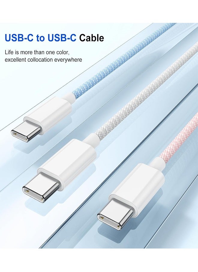 USB C To USB C Charger Cable, 60W Type C Charger Fast Charging Cord Compatible With Macbook Pro, iPad Pro Air, iPhone 15/15 Plus/15 Pro Max, Galaxy S23+/S23 Ultra, Google Pixel 2/3/4/5/6 (White)