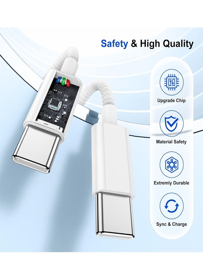 USB C To USB C Charger Cable, 60W Type C Charger Fast Charging Cord Compatible With Macbook Pro, iPad Pro Air, iPhone 15/15 Plus/15 Pro Max, Galaxy S23+/S23 Ultra, Google Pixel 2/3/4/5/6 (White)
