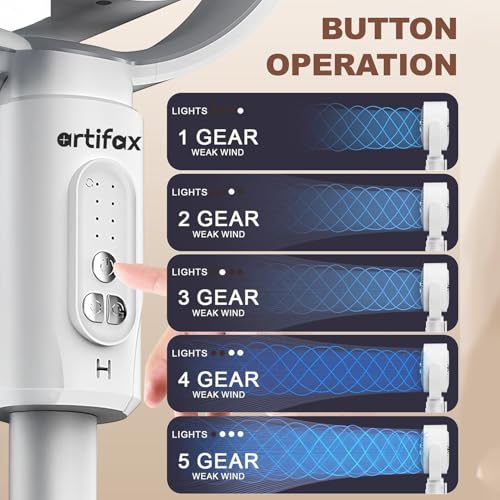 Artifax Personal Rechargeable Fan ART-B-11 | 2-in-1 Table & Pedestal Fan for Single Person Use | 8000mAh Battery | BLDC Motor | 5 Speeds | Remote Control | Type-C Charging Portable Fan - Image 5