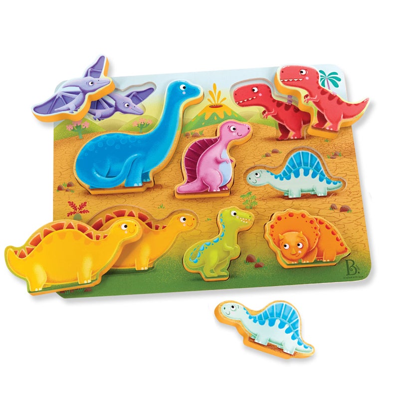 B. Toys B Toys Peek Explore Dinosaurs Wooden Chunky Puzzle for Toddlers Kids Educational Developmental Toys 2 Years - Image 3