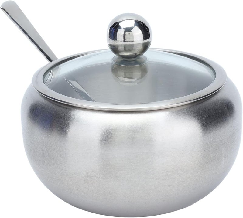 Stainless Steel Sugar Bowl with Clear Lid and Built in Spoon, Sugar Container with Rustproof and Oxidation, Sugar for, Dining Table, - Image 1