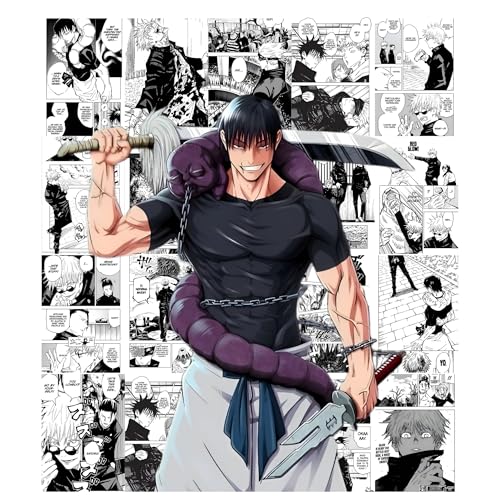 Posters Inc Jujutsu Kaisen Manga Panel Collage Art Kit, Anime Merchandise Wall Decoration Items for Living Room, Home Decor Birthday Gifts for Men, 300 GSM Print, A5 Size Paper with Sticker Set of 20 - Image 2