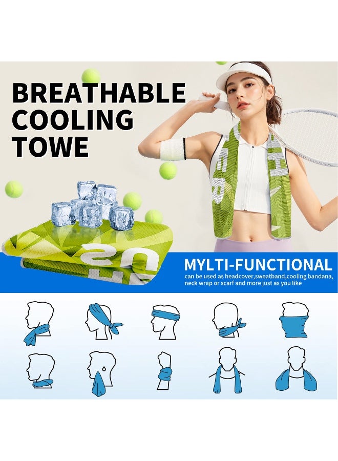 1 PCS Cooling Sports Towel 39"X11.8" Cold Feeling Towel for Gym Fitness Running Yoga Pilates Soft Quick Dry Breathable Lightweight Camping Towel Summer Hiking Climbing Workout Essentials(Bright Green) - Image 4