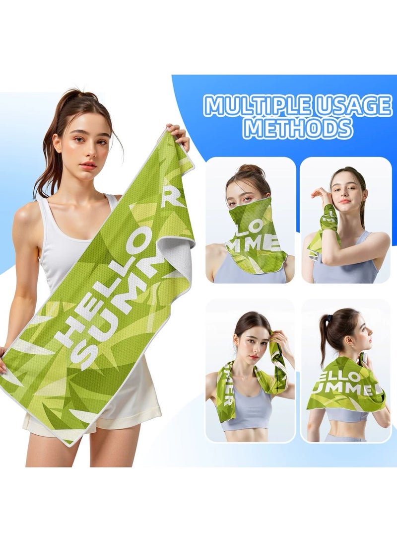 1 PCS Cooling Sports Towel 39"X11.8" Cold Feeling Towel for Gym Fitness Running Yoga Pilates Soft Quick Dry Breathable Lightweight Camping Towel Summer Hiking Climbing Workout Essentials(Bright Green) - Image 1