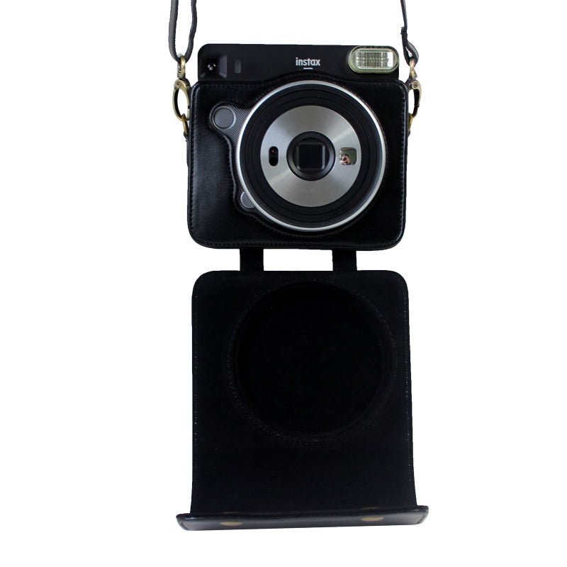 Rieibi Square SQ6 Case, Protective Case for Fujifilm Instax Square SQ6 Instant Camera, PU Leather Compact Cover with Adjustable Shoulder Strap, Black, Beauty Case - Image 4