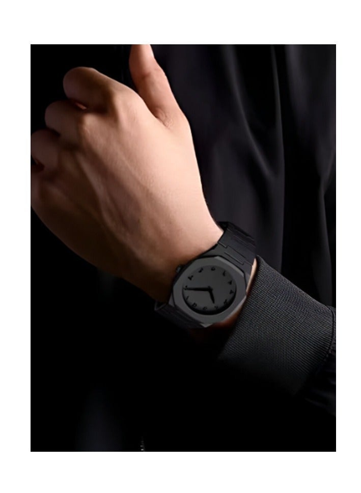 Arabic Aura Men’s Watch Matte Black – Minimalist Analog Wristwatch Featuring Clear Arabic Numerals and Unique Octagonal Case Design – Lightweight Comfortable Matte Finish – Stylish Unisex Timepiece for Daily Wear and Special Occasions - Image 2