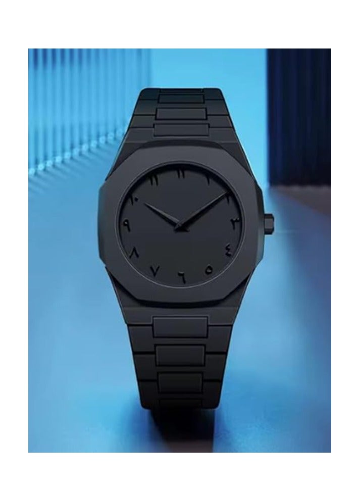 Arabic Aura Men’s Watch Matte Black – Minimalist Analog Wristwatch Featuring Clear Arabic Numerals and Unique Octagonal Case Design – Lightweight Comfortable Matte Finish – Stylish Unisex Timepiece for Daily Wear and Special Occasions - Image 3
