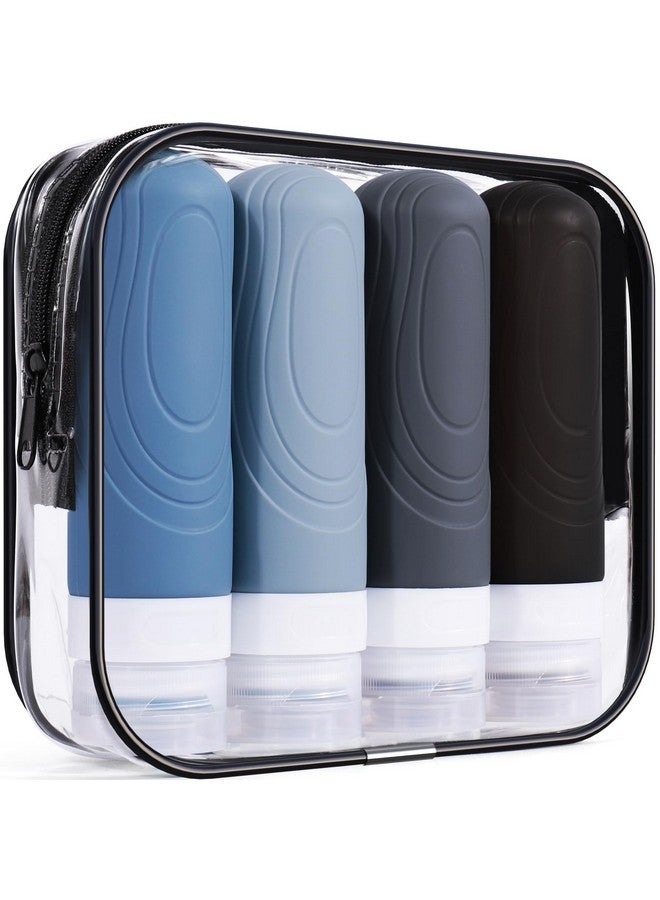 GLAMFIELDS Travel Bottles for Toiletries,TSA Approved 3oz size Leak Proof Silicone Containers for Shampoo, Conditioner,Easy to Squeeze and Portable, Essentials for Traveling (4 Pack) Black - Image 1